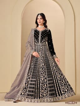 Black anarkali suit party wear for women