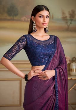 Purple Shining Georgette Party Wear Saree