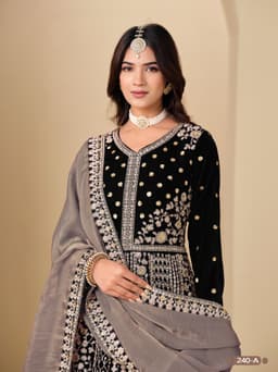 Designer black anarkali suit party wear